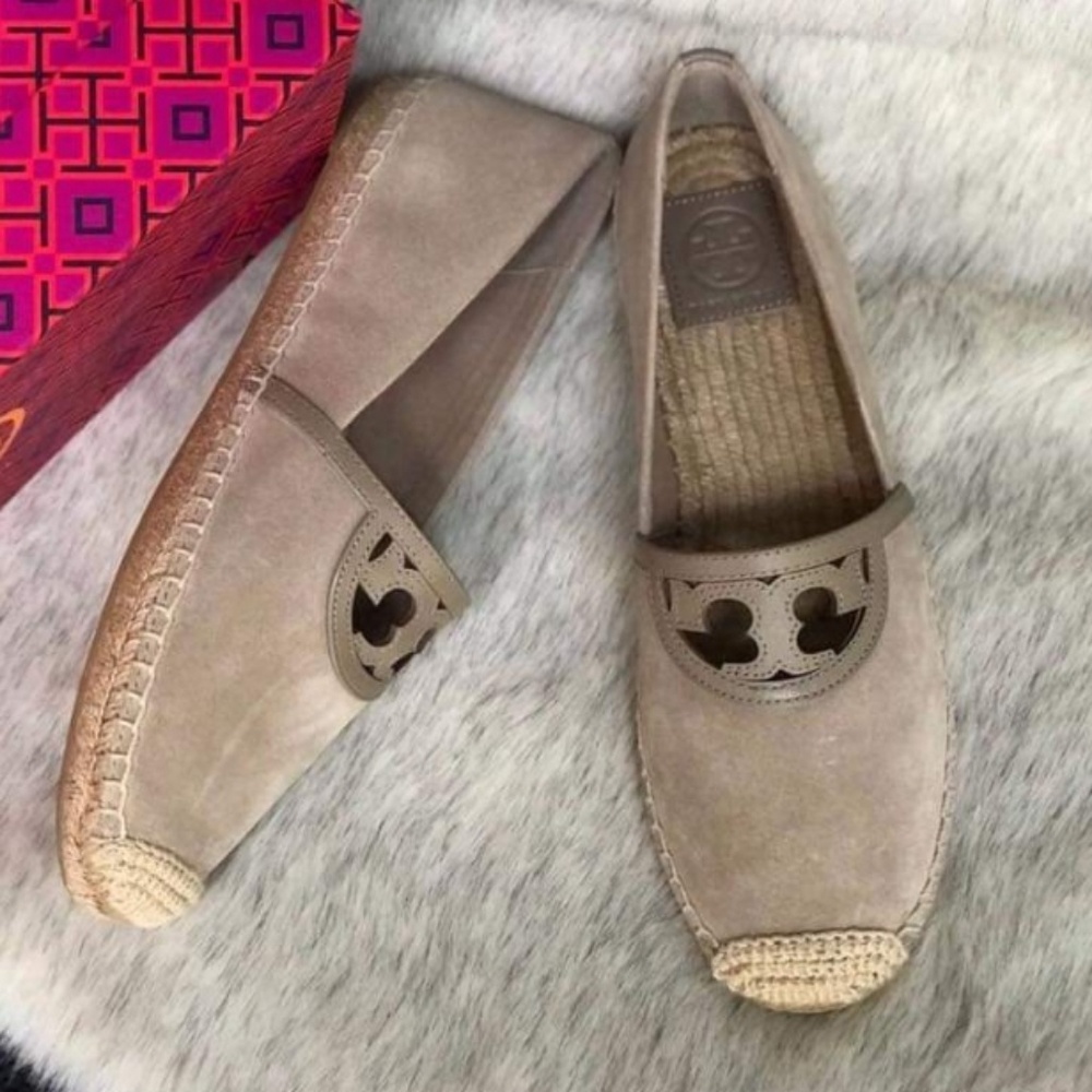 Tory Burch Sidney beige suede cutout espadrilles